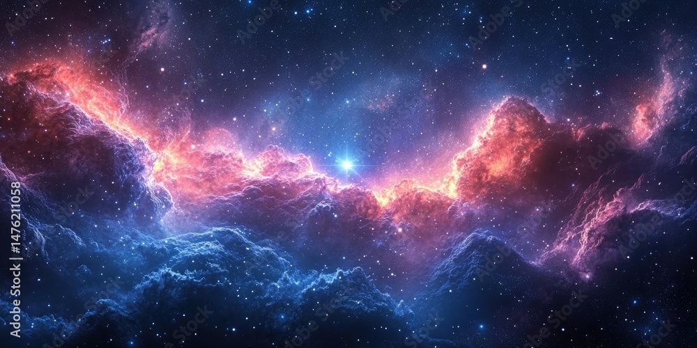 Fototapeta premium Vast cosmic nebula, vibrant colors of space