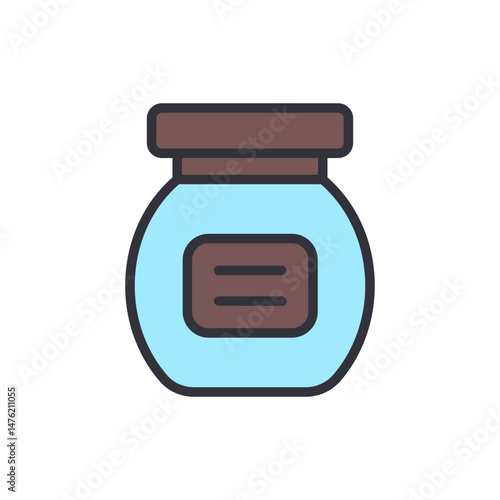 Stylized Glass Jar With A Brown Lid On A Transparent Backdrop