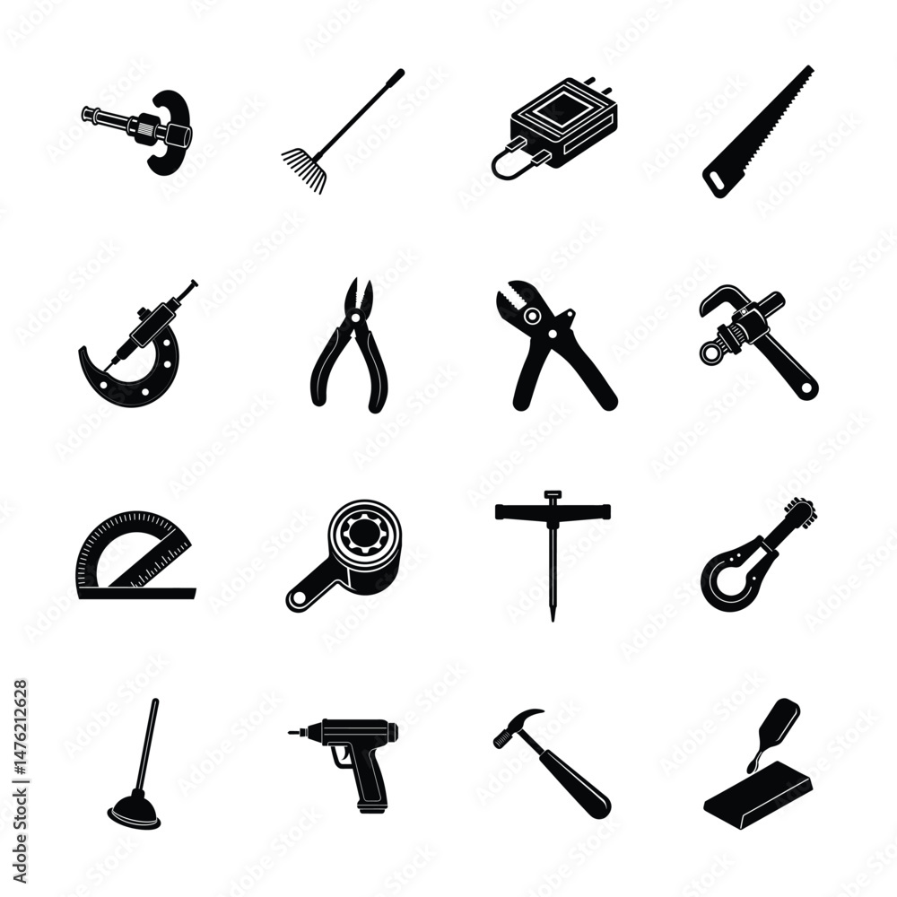 Obraz premium Tools silhouette vector illustration icons