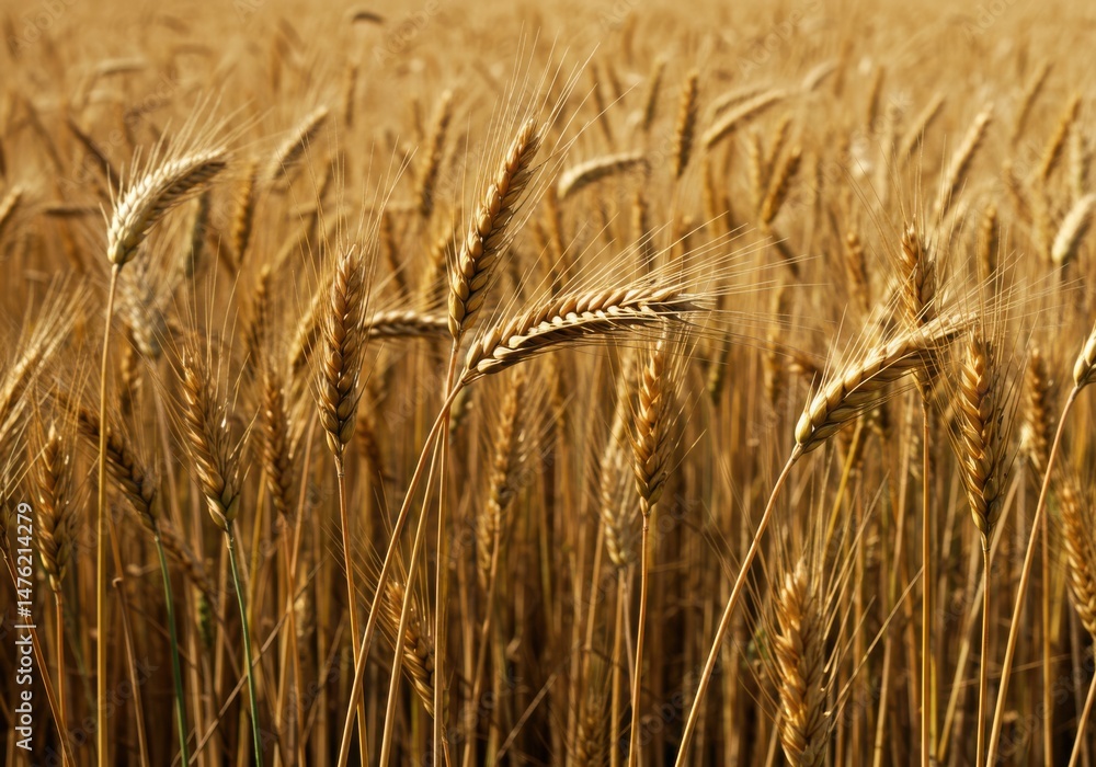 Fototapeta premium Golden wheat field close up view on white background on transparent background