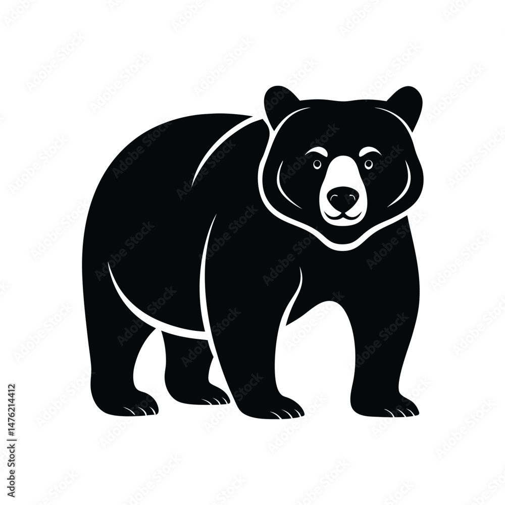 Fototapeta premium Black Bear Silhouette Illustration