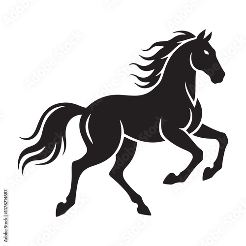 Galloping Horse Silhouette Freedom and Power Art & Illustration