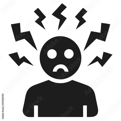Black silhouette icon illustrating anxiety panic and mental health concerns