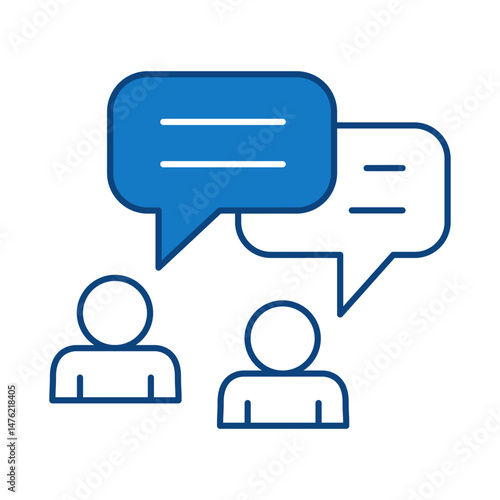 Discussion Blue Line Icon. E-learning, Education, Teaching, Online Study Icons Editable Stroke Vector Illustration