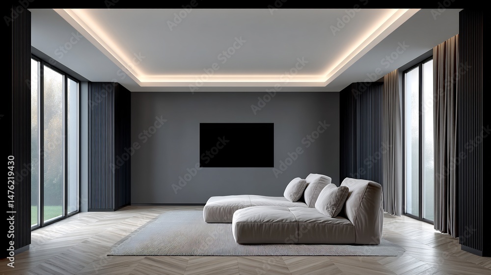 Fototapeta premium Modern Home Theater Room Design with Luxury Interior.