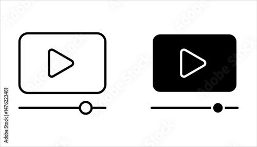 movie, play icon set, illustration isolated on white background.