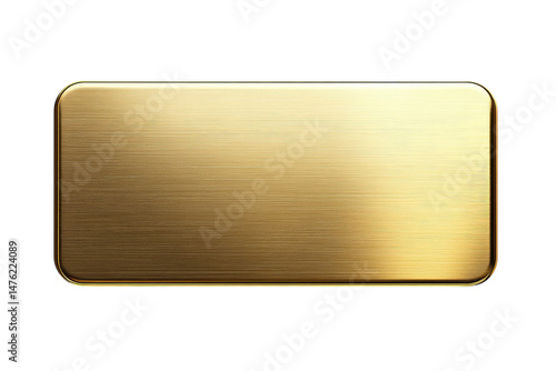 Golden Shiny Blank Metal Nameplate Isolated 