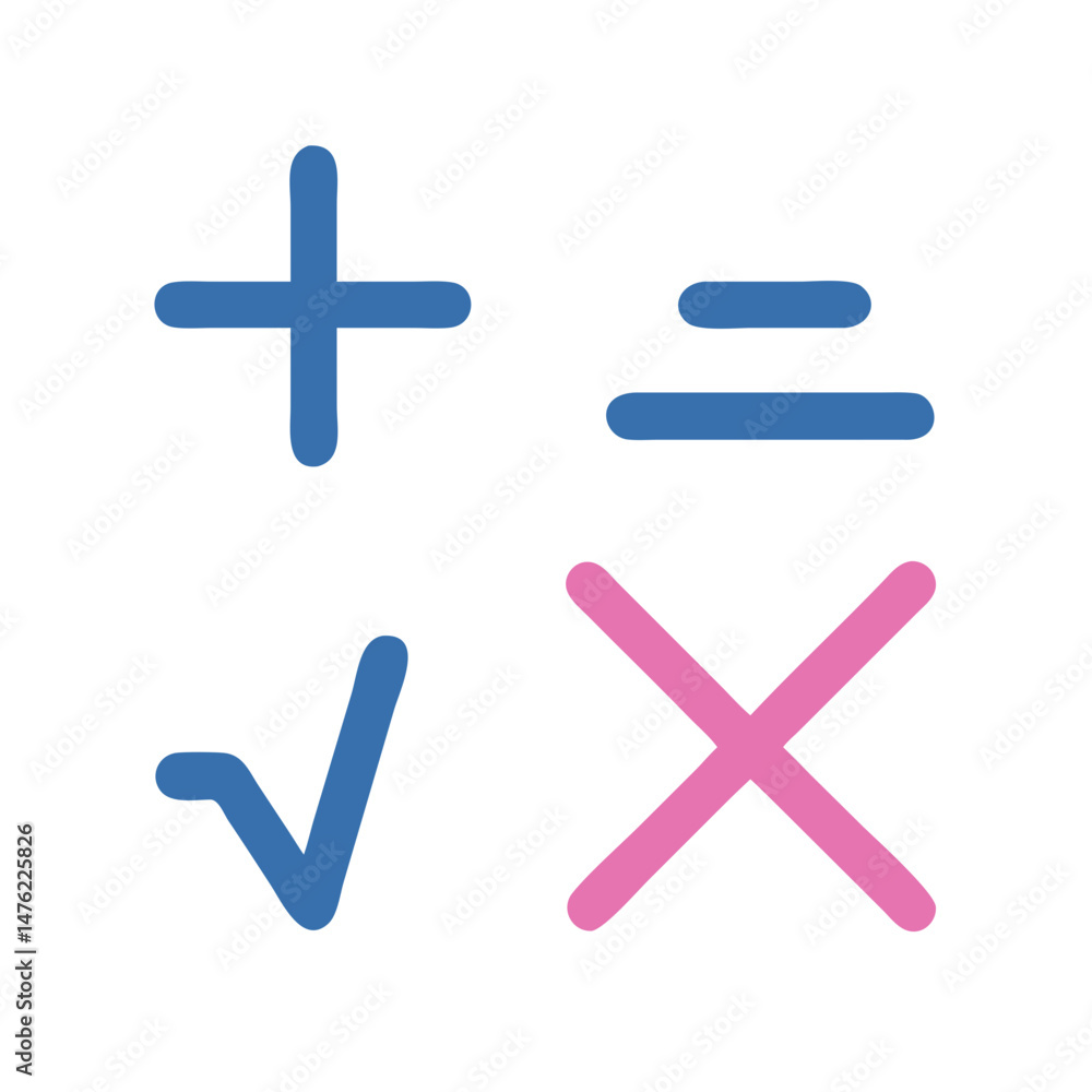 Obraz premium Basic math symbols on a stark black background art