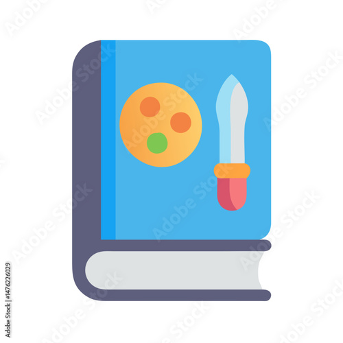 Magical cookbook containing spells with knife stock illustration