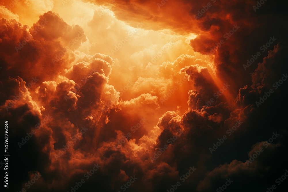 Fiery clouds ablaze with golden light Fiery clouds ablaze with golden light