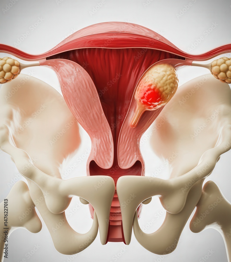 Obraz premium Detailed 3D illustration of female reproductive system anatomy.