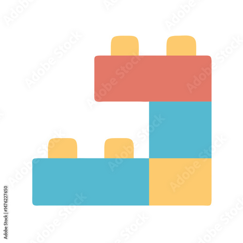 Interlocking toy bricks on a black background, clean vector design
