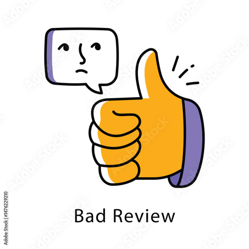 Bad Review Vector Filled Outline Style Icon. Eps 10 file