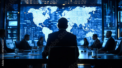 Wallpaper Mural Collaborative business meeting focused on strategic data analysis and problem-solving among professional colleagues, shareholders, and clients in a formal office environment Torontodigital.ca