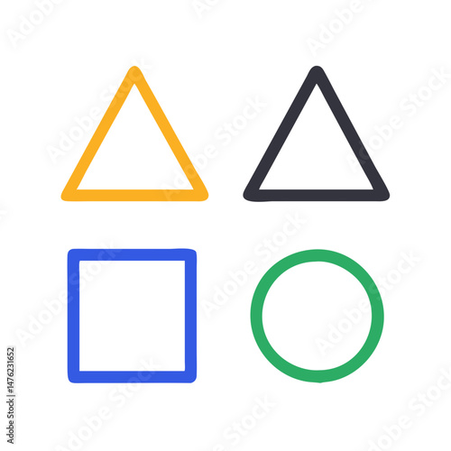 Gaming console symbols in a simple colorful arrangement on black