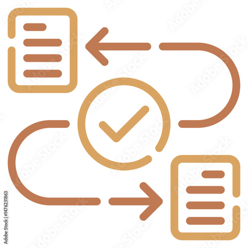 Workflow Diagram with Arrows and Checkmark