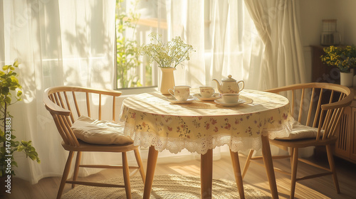 cozy tea table corner in the room