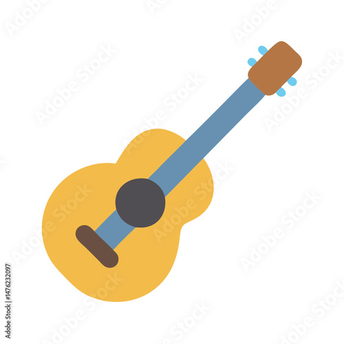 Flat illustration of an acoustic guitar against black background