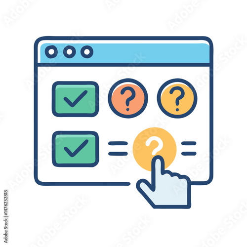 Online form showing completed and unanswered questions with hand