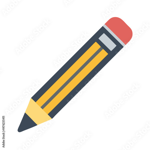 A simple yellow pencil with eraser on black background