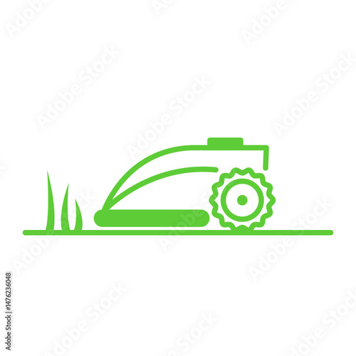 Robotic lawn mower icon. Isolated on white background.