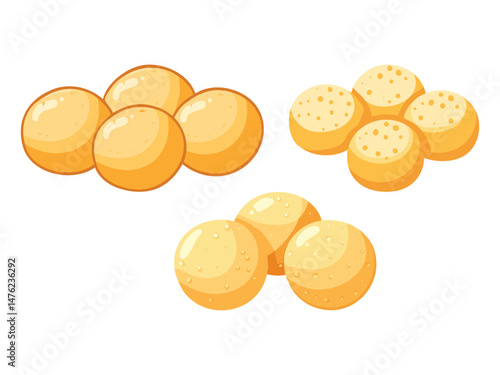 vector illustration of a german food Quarkbällchen (Deep-Fried Quark Dough Balls)