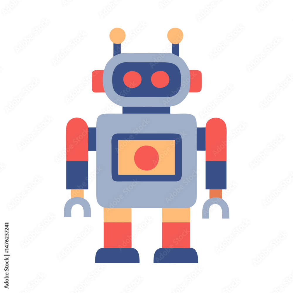 Flat design robot illustration against black background for automation Flat design robot illustration against black background for automation