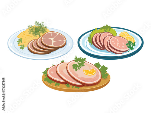 vector illustration of a german food Zürcher Geschnetzeltes (Creamy Sliced Veal)