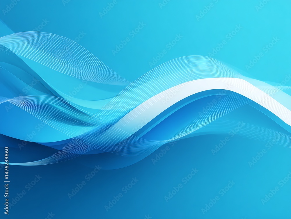 Fototapeta premium Elegant teal and white wave background, seamless pattern, abstract flowing design