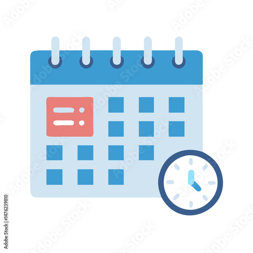 Simple calendar and clock illustration against black background