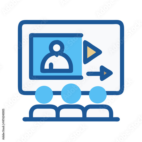 Online training session with instructor and audience icon