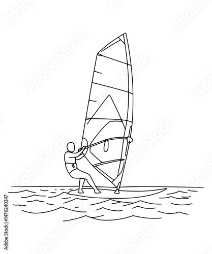 Windsurfer on ocean clipart