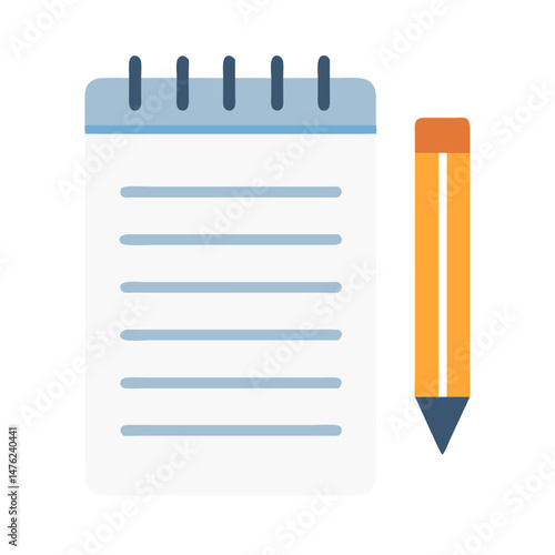 Flat icon image of a notepad and pencil set