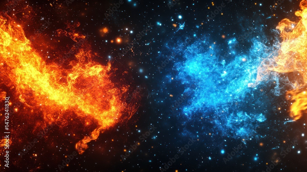 Obraz premium Abstract fire and ice cosmic background