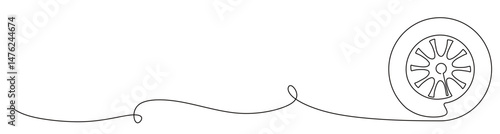 continuous one line art of a car tire drawing. vector illustration