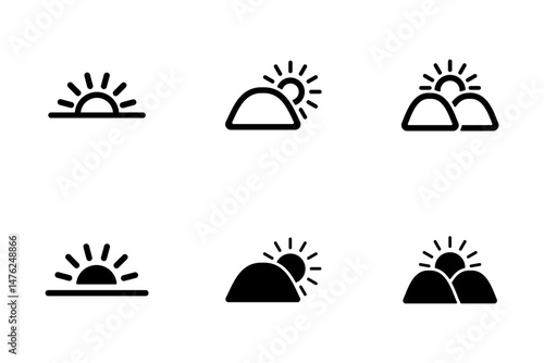 日の出・日の入りのイメージのアイコンイラストセット