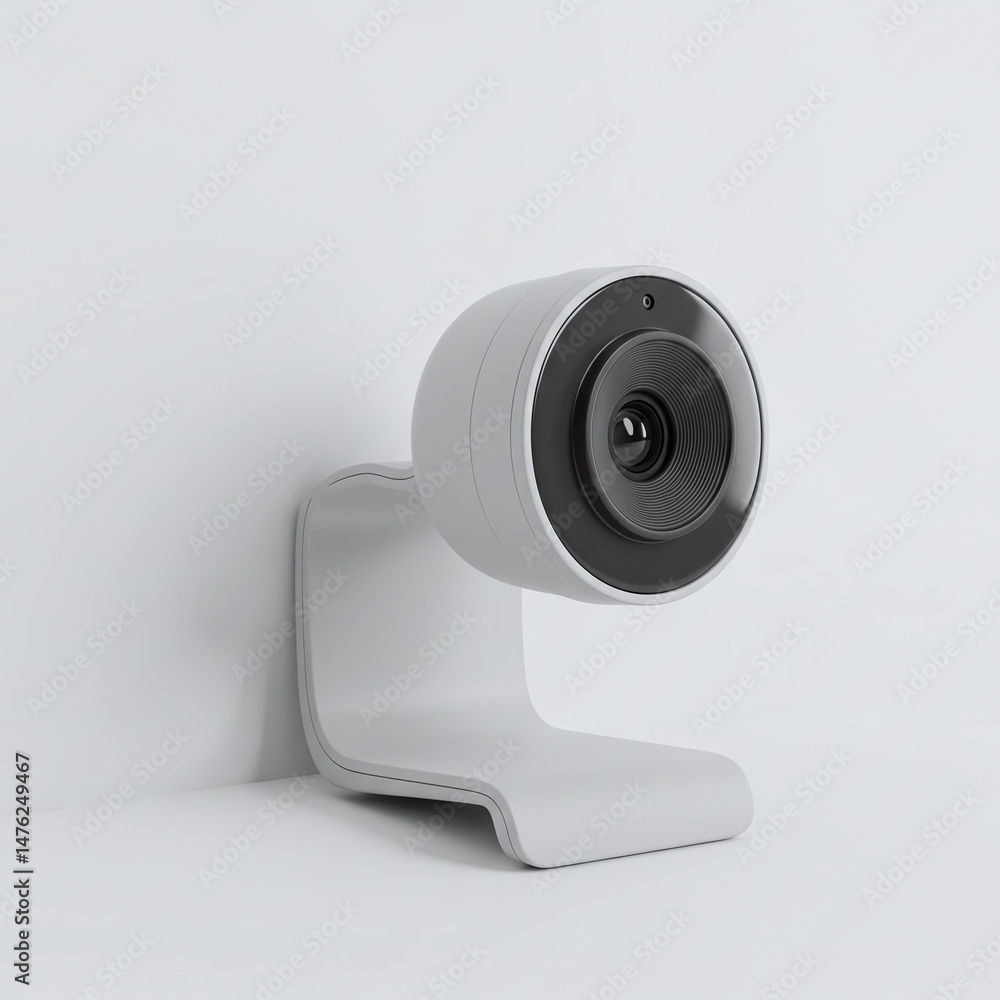 Naklejka premium White Webcam Side View on White Background