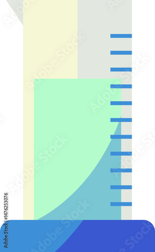 A graduated cylinder filled with a light green liquid, showing measurement markings.