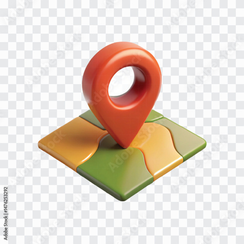Map Location Icon Render | GPS Pin PNG | Navigation and Location Symbol Illustration

