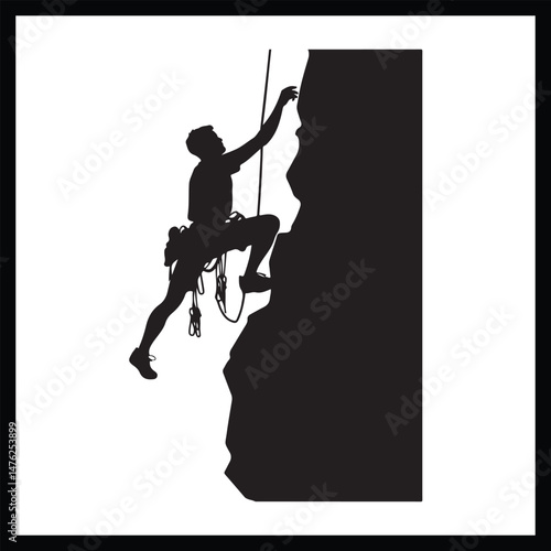 Rock Climber Minimal Silhouette Graphic
