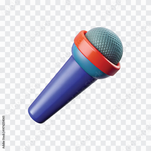Microphone Icon Render | Music Recording PNG | Audio & Podcast Symbol Illustration
