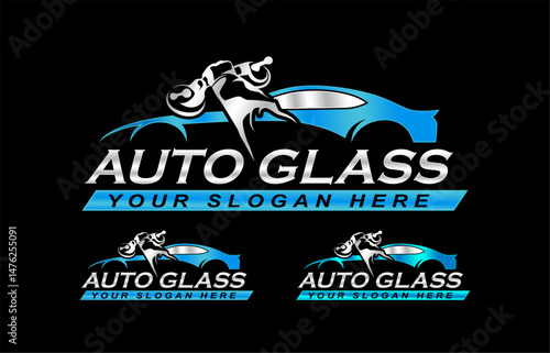 auto glass service logo vector illustration design template repair and replacement automotive logo