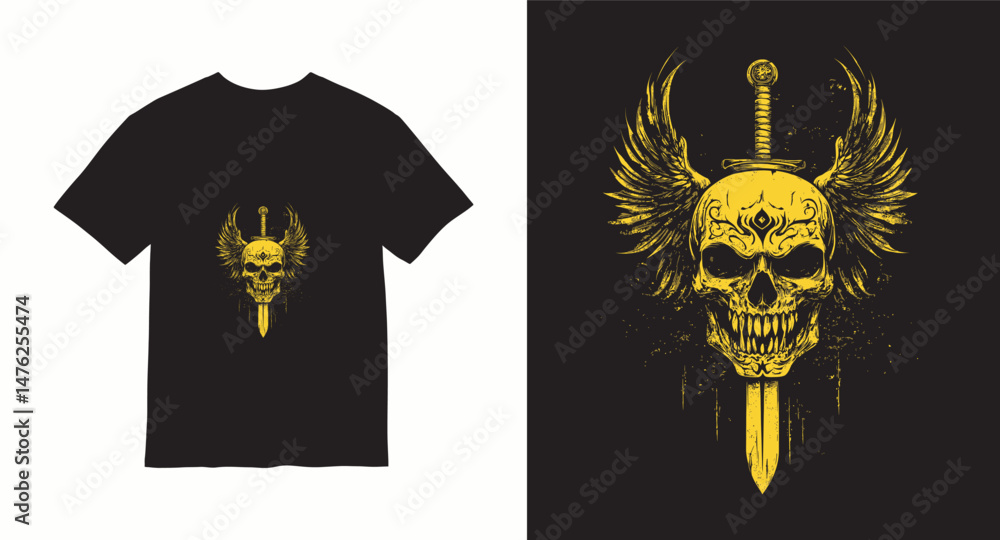 Fototapeta premium Graffiti skull graphic vector t-shirt design 
