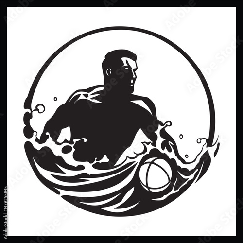 Water Polo Player Silhouette Design