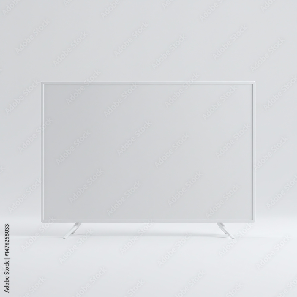Obraz premium White Frameless Television on White Background