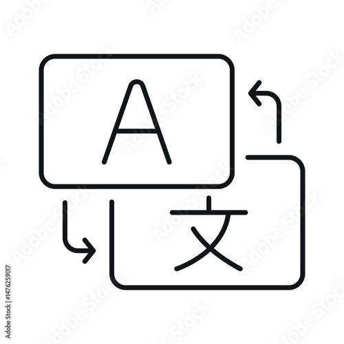 Vector icon representing translation services with language symbols symbolizing communication and understanding across cultures