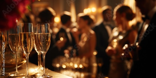 Fancy Wine Glasses on Table at Celebration