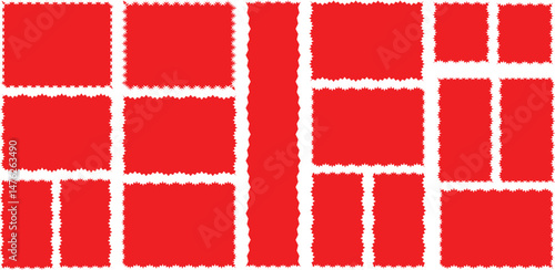 Set of with zigzag edge red color frames silhouette scalloped scallop edge shape rectangle shape with zigzag edge frame square shape various with scallop edge rectangle shape	