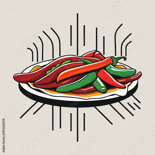 Sizzling Fajita T-shirt Design with Bold Typography, Iconic Mexican Food Elements, and Vibrant Solid Colors to Celebrate National Fajita Day in a Fun and Playful Style
