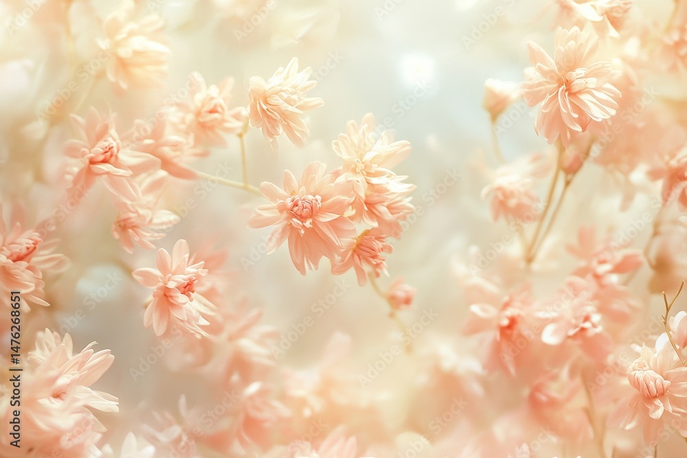 Fototapeta premium Delicate pastel pink flowers, soft focus